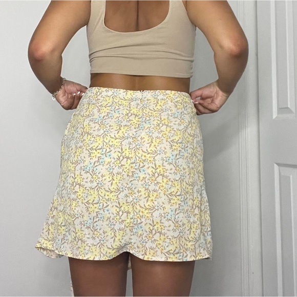 Pacsun vintage retro yellow floral skirt y2k cute bottoms coquette mini dress - Picture 3 of 11